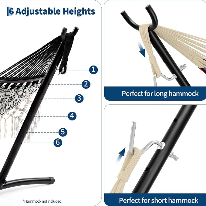 9FT Heavy Duty Adjustable Steel Hammock Stand, 450 LBS Capacity Outdoor Hammock - Image 3