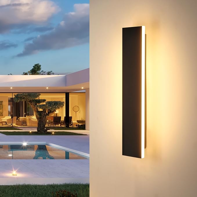 Outdoor Wall Light LED Long Wall Sconce 23.63in Ip65 Waterproof Black Modern - Image 2