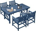 5 Pieces HDPE Patio Dining Set, Outdoor Table and Chairs by SeeHill