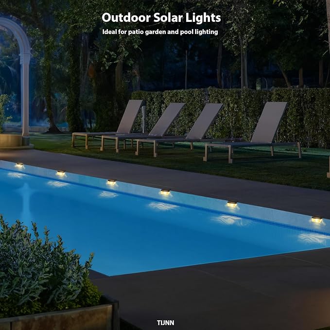 TIJNN Solar Deck Lights, Outdoor Lighting Solar Fence Light Waterproof Backyard - Image 3