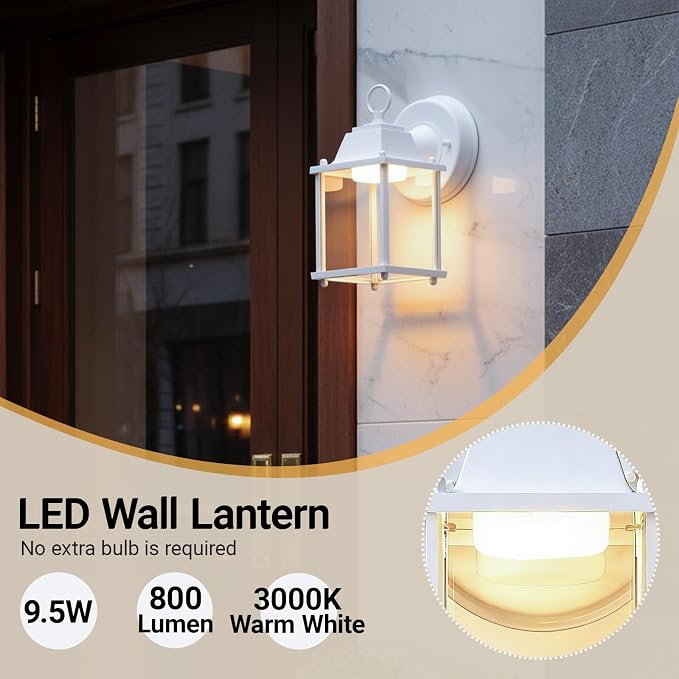 LIT-PaTH Outdoor LED Wall Lantern, Wall Sconce as Porch Light, 9.5W 800 Lumen - Image 3