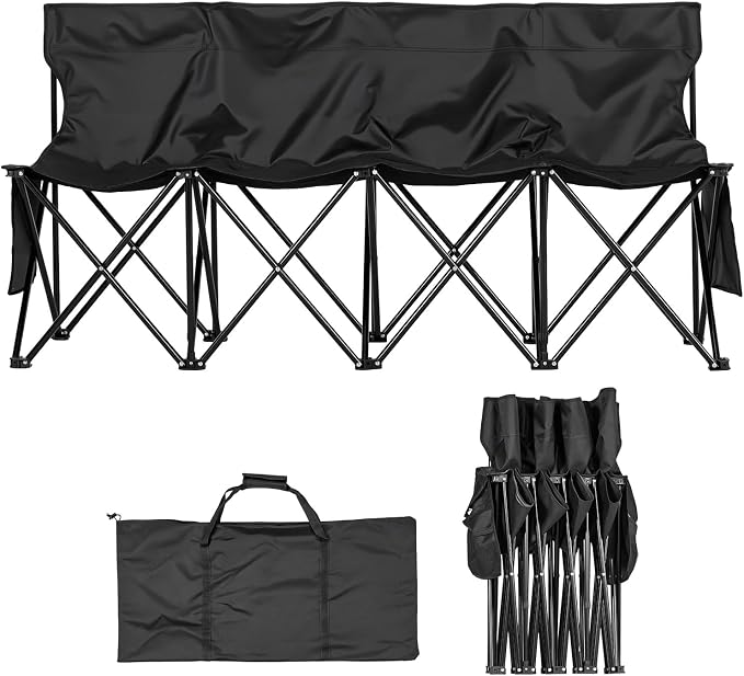 VEVOR Portable Folding Bench, 4 Seat Foldable Soccer Bench by VEVOR