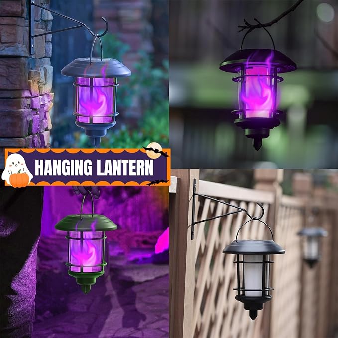 Dynaming 6 Pack Solar Flame Torch Lights Outdoor, Dual Use Flickering Purple - Image 6