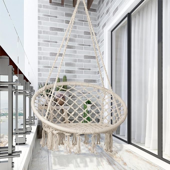 Sonyabecca LED Macrame Hammock Hanging Swinging Chair, Indoor/Outdoor Hanging - Image 7