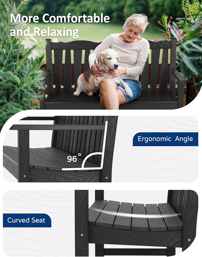 Outdoor Bench Weatherproof, 2-Person Garden Benches - Image 7