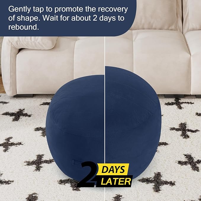 MeMoreCool Round Stuffed Pouf Ottoman Foot Rest, Floor Pouf Foot Stool - Image 7