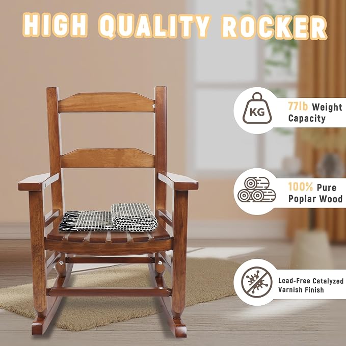 Toddler Rocking Chair Kids Wooden Indoor - Image 6