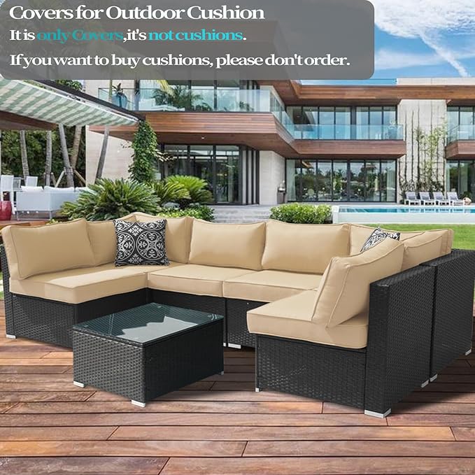 14Pcs Outdoor Cushion Covers Replacement Washable w/Zipper - Image 5