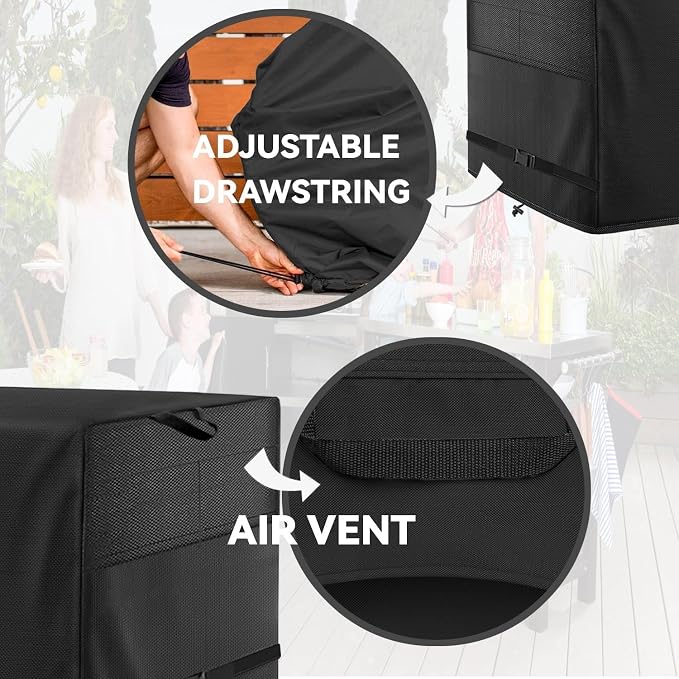Patio Coffee Table Cover Black Heavy Duty Waterproof Cover 48" L x 26" W x 18" H - Image 4