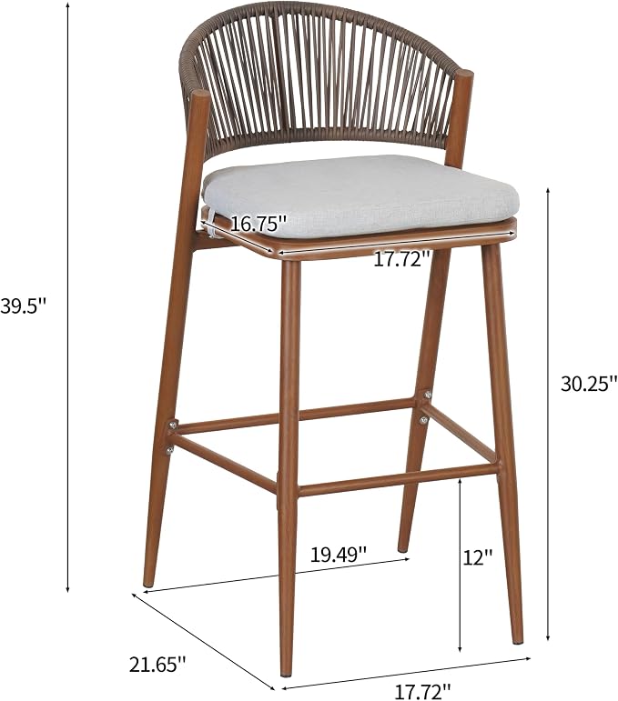 Christopher Knight Home Hearth 30.25" Patio Barstools Set of 2, Woven Wicker - Image 2