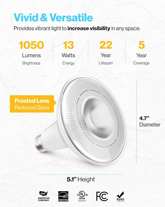 Sunco 96 Pack PAR38 LED Flood Light Outdoor Bulb, Waterproof Bright Dimmable - Image 4