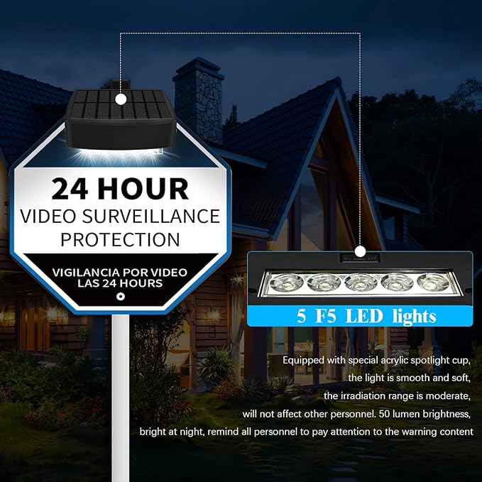 OOSSXX Solar Power Deck LED Light Clip-On Yard Security Sign Spotlight - Image 3