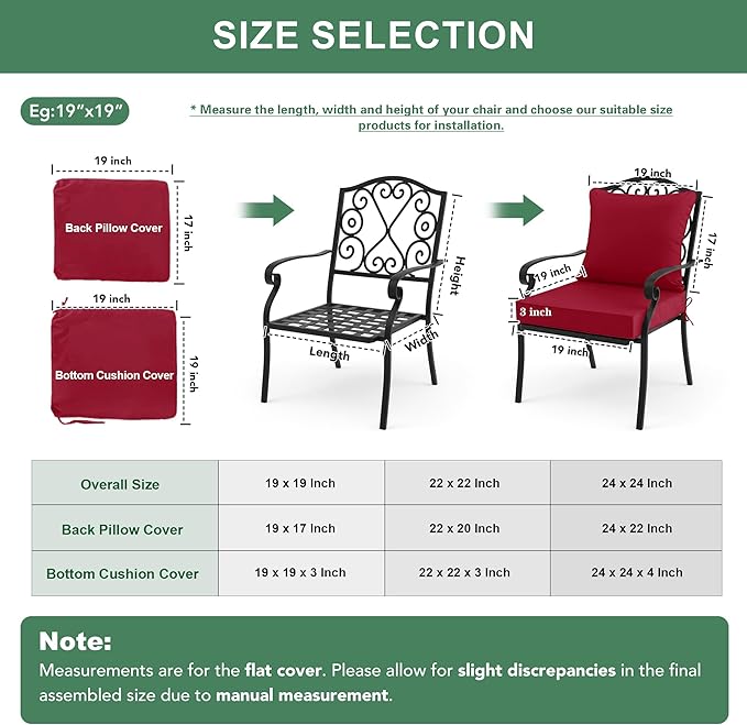 Outdoor Cushions for Patio Furniture, Double-Sided Waterproof Backrest and Seat - Image 7