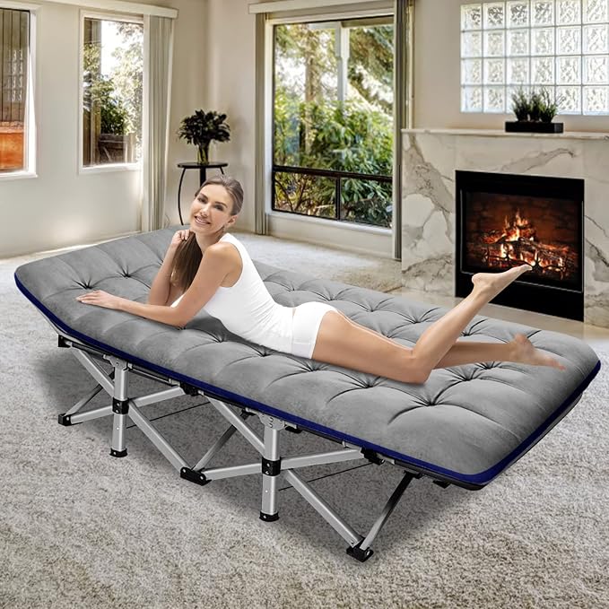 ABORON Camping Cot for Adult 28" Extra Wide, 2PK Heavy-Duty 1200D Oxford Cot - Image 5