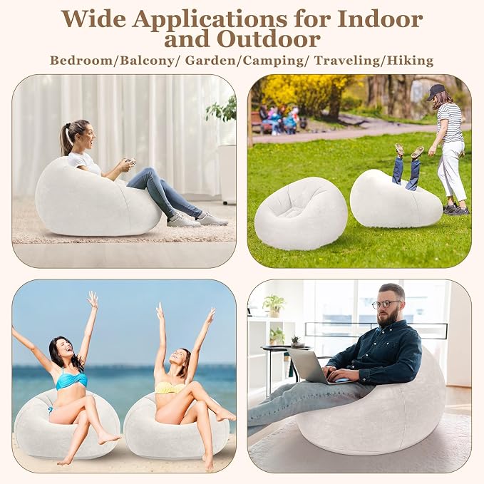 Realspring Inflatable Bean Bag Chairs Outdoor Blow up Camping Chairs Inflatable - Image 7