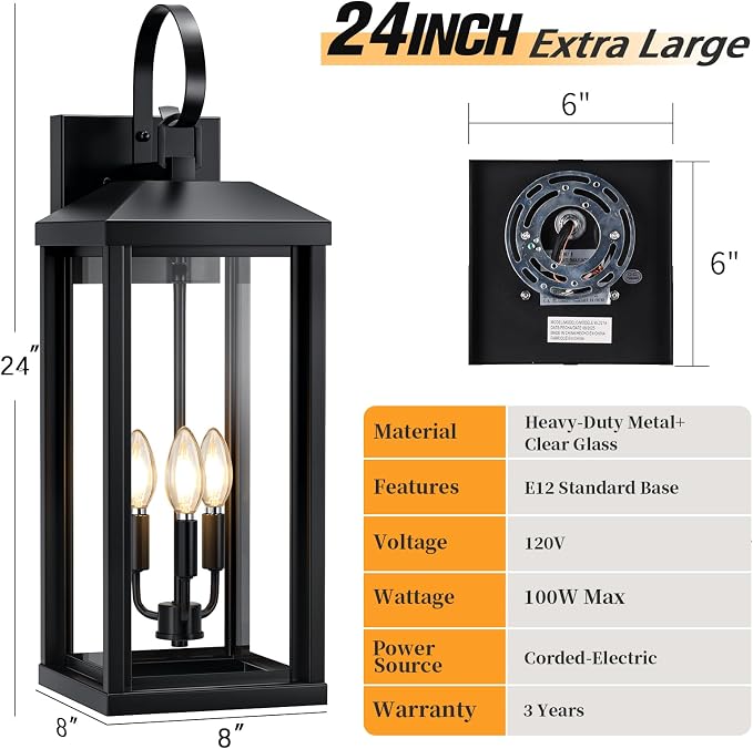 24Inch Extra Large Outdoor Sconce Light 1-Pack, Waterproof Oversized Outdoor - Image 2