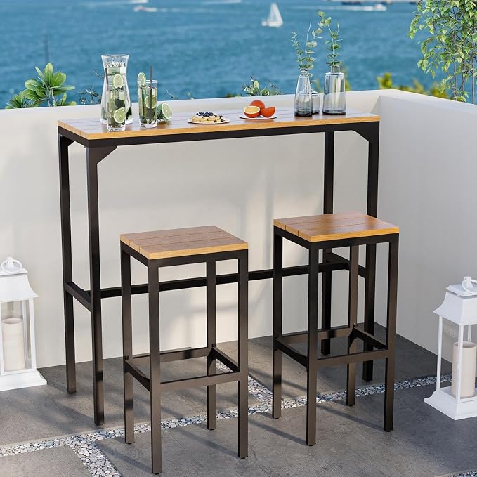 AECOJOY 6 Piece Patio Bar Set, Patio Bar Height Table and Chairs Set 47" - Image 8