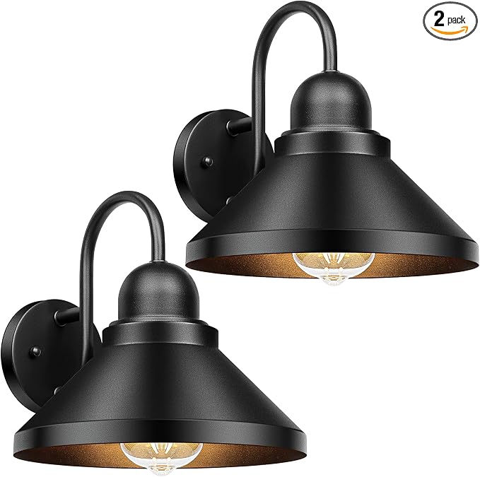 Brightever Gooseneck Outdoor Wall Sconces, Industrial Black Exterior Wall Lights by Brightever