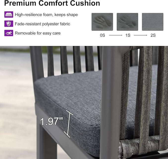 PURPLE LEAF Outdoor Counter Height Bar Stools Set of 2 Patio Metal Modern - Image 4