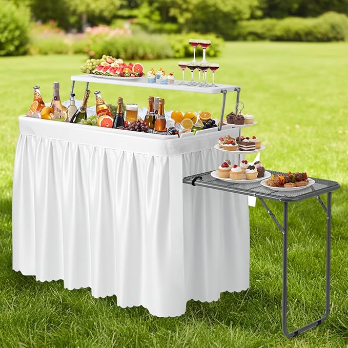 VINGLI Ice Table with Extra Storage Shelf, Side Table, Portasble Cooler Side by VINGLI