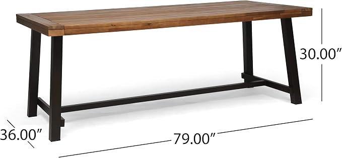 Great Deal Furniture Beau Outdoor Eight Seater Wooden Dining Table, Teak and - Image 3