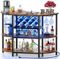 Zarler Bar Cart with Power Outlet Easy to Assemble, LED Home Bar Cabinet by ZarlerOfficial
