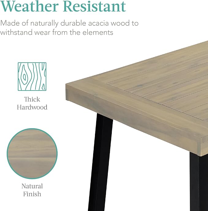 Best Choice Products 6-Person Indoor Outdoor Acacia Wood Dining Table, Picnic - Image 5