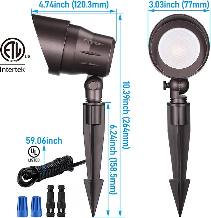 LEONLITE 8-Pack Low Voltage LED Landscape Spotlight, 5W 12V Pathway Lights - Image 7