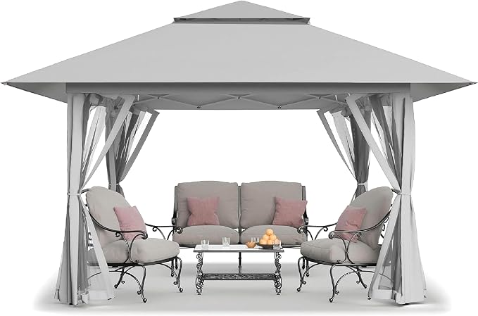 CROWN SHADES 11X11 Outdoor Pop Up Gazebo Base 10X10 Patio Gazebos Patented by CrownShades
