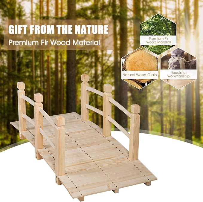 Wooden Garden Bridge, Outdoor Arched Walkway - Image 5
