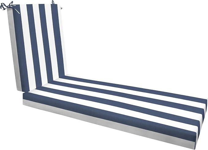 Honeycomb Outdoor Heritage Chaise, 24 x 73, Cabana Stripe Blue & White Chair by Honeycomb
