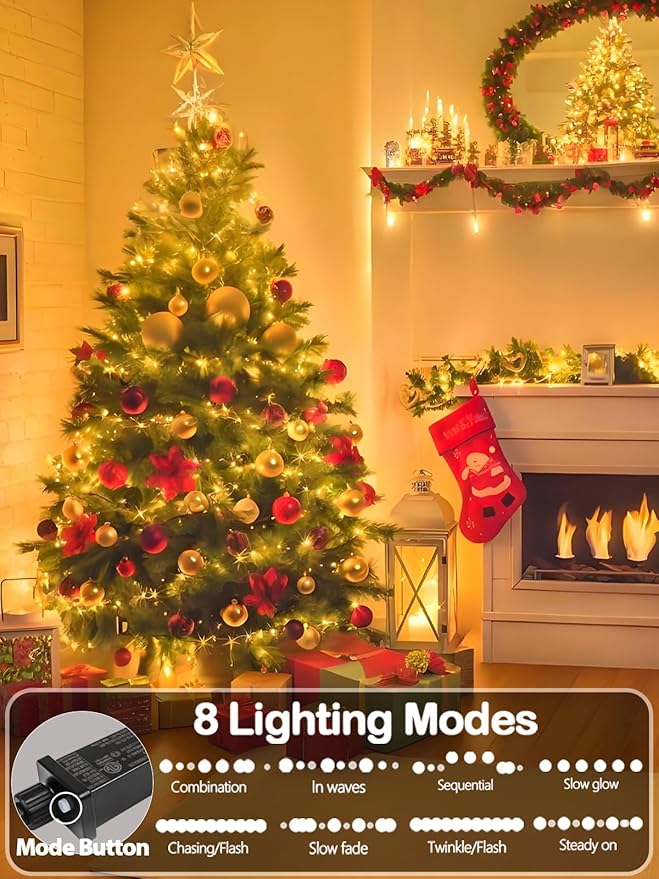 33 FT 100 LED Christmas String Lights Indoor Outdoor, Memory Function & Timer & - Image 2