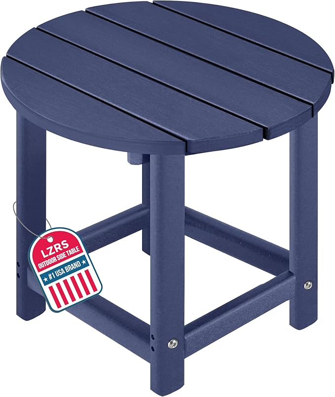 LZRS Round Adirondack Patio Side Table End Table, Outdoor Side Tables by LZRSPET