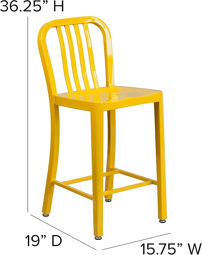 Flash Furniture Commercial Grade 24" High Yellow Metal Indoor-Outdoor Counter - Image 3