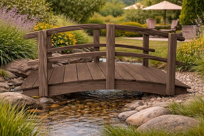 6 FT Walnut Amish Made Garden Bridge - Image 4