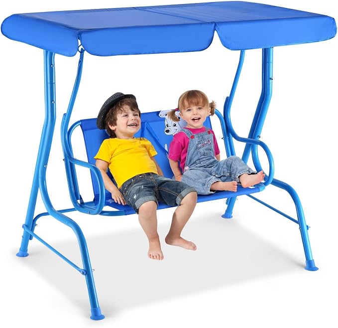 HONEY JOY Kids Patio Swing, 2-Seater Outdoor Porch Swing Lounge Chair, by HONEYJOY
