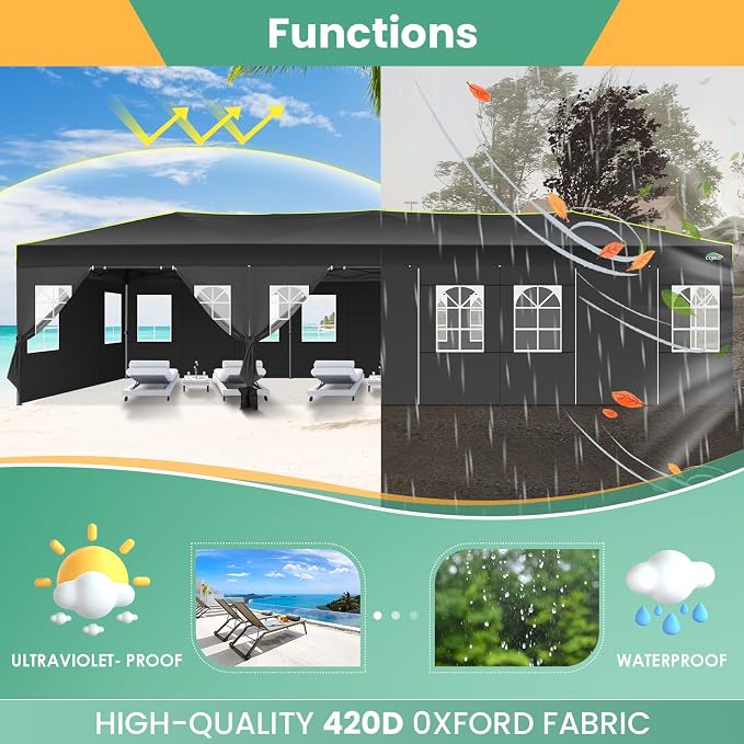 COBIZI 10x30 Pop Up Canopy Tent, Wedding Party Tent - Image 4