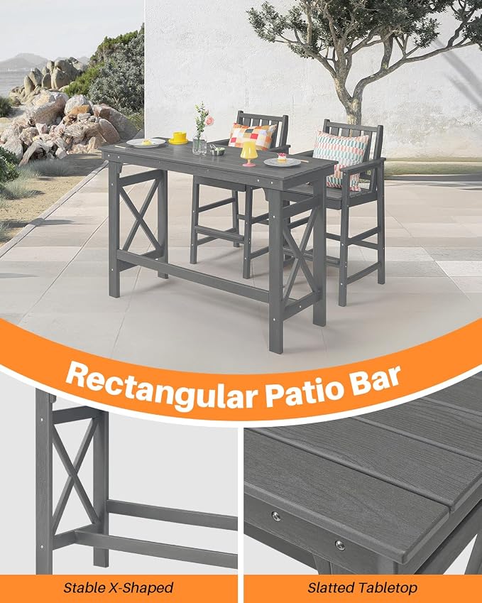 41" Outdoor Bar Table, HDPE Adirondack Outdoor Bar Table, All Weather Outside - Image 6