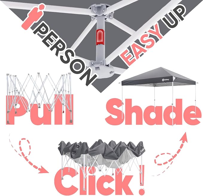 Sekey 10x10 Instant Pop Up Canopy – One Push Setup Easy Up Gazebo; 99% UV - Image 2