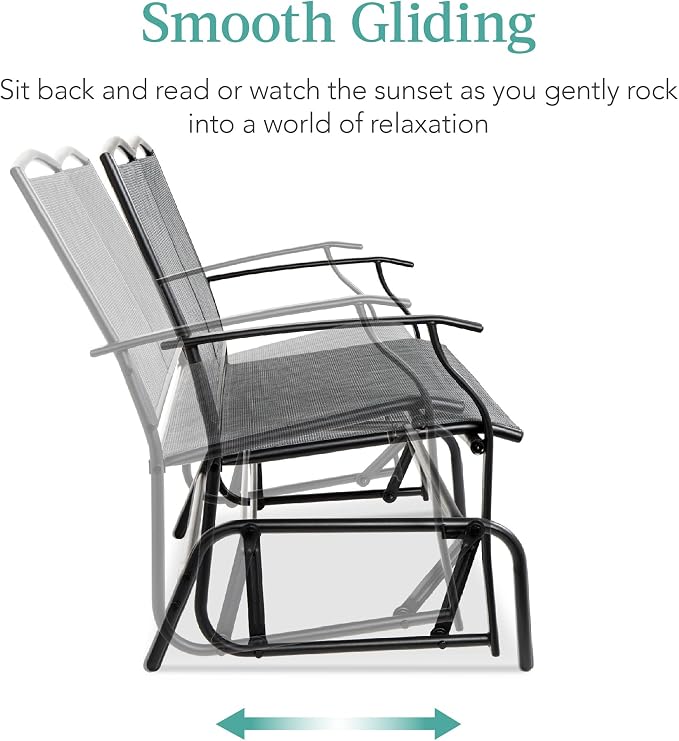 Best Choice Products 2-Person Outdoor Patio Swing Glider Steel Bench Loveseat - Image 4