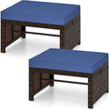 Tangkula 2 Pieces Patio PE Rattan Ottomans, Poolside and Yard by TANGKULA