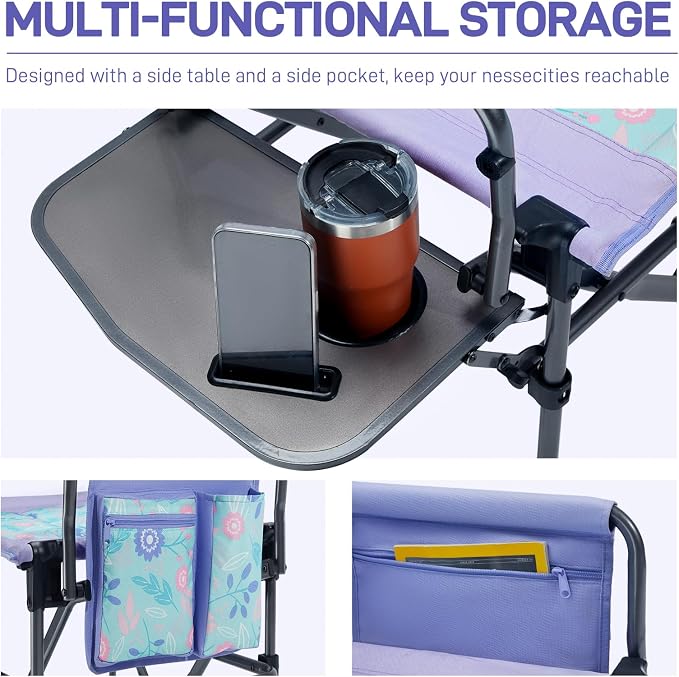 EVER ADVANCED Portable 30.7" Seat Height Tall Folding Camping Chair Directors - Image 6