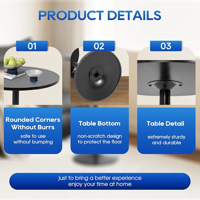 FDW Bistro Pub Table 2 Pack 40 Inch Height Cocktail Table Round Bistro Bar Table - Image 4