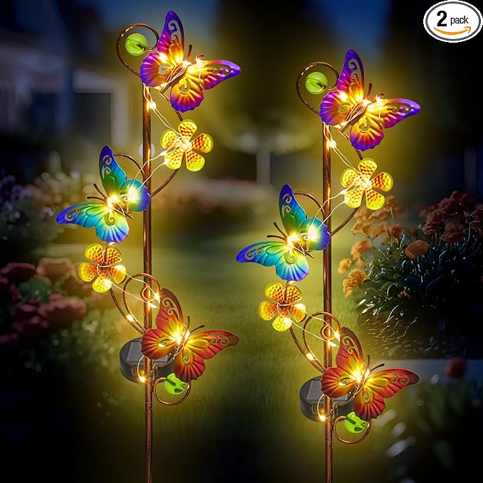 NAN ZAI NAN FANG Butterfly Solar Stake Lights, Waterproof, by NANZAINANFANGAngelDecor