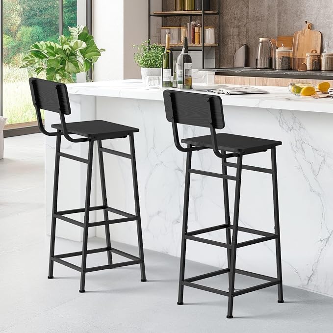 LIANTRAL Set of 2 Bar Stools, Counter Height Bar Stools - Image 2