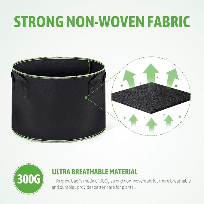 Delxo 10 Pack 15 Gallon Heavy Duty Aeration Fabric Pots Thickened Nonwoven - Image 4