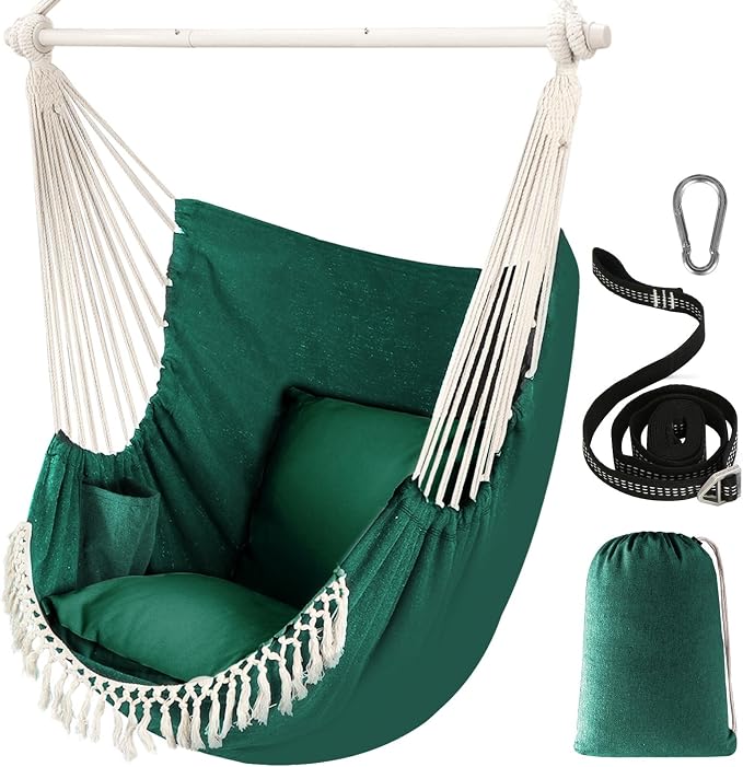 Chihee Hammock Chair Hanging Swing Max 500 Lbs 2 Cushions Included Metal by Chihee