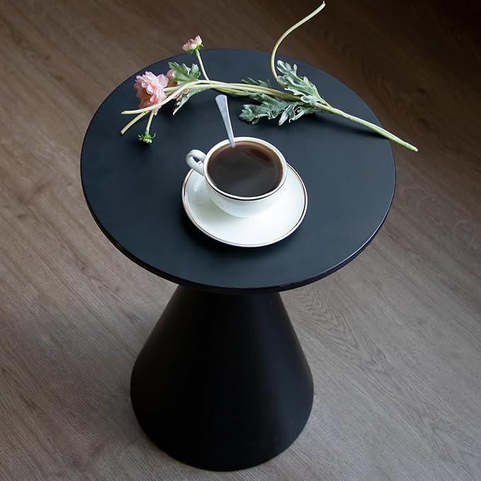 Small Drink Table, Round Martini Table, Drum End Table Side Table, Metal Accent - Image 4