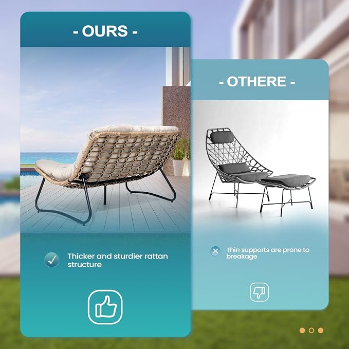 Crestlive Products Outdoor Loveseat 3PCS, Outdoor Sofa Set, All-Weather Boho - Image 3