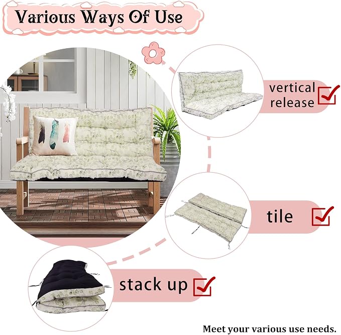 2-3 Seat Swing Replacement Cushion, Outdoor Bench Cushions - Image 4